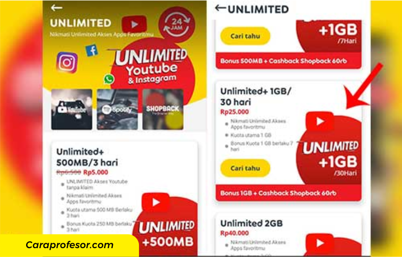 Paket Internet Indosat Unlimited 25 Ribu